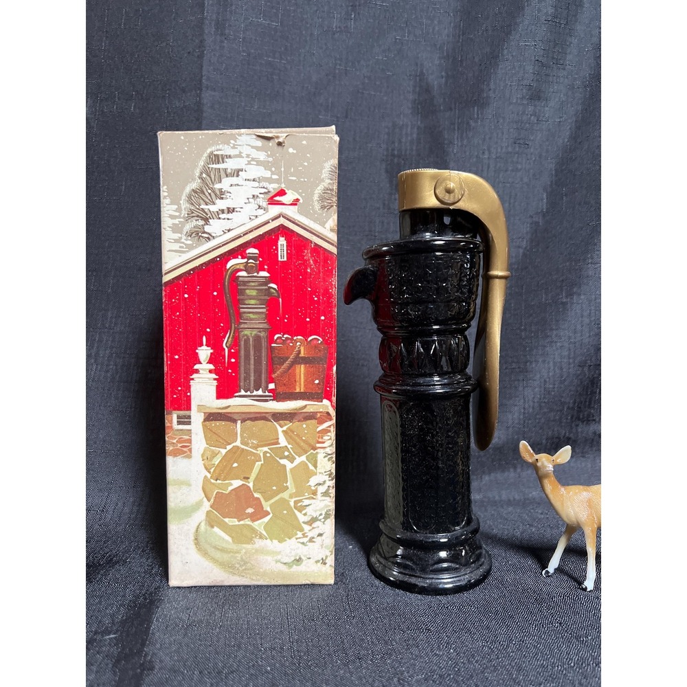 Vintage Avon Decanter 1968-69 'Town Pump' NOS Black Glass * Windjammer Cologne